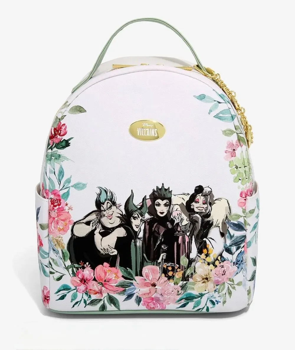 Loungefly Disney Villain White Floral Mini Backpack Ursula Maleficent Evil Queen